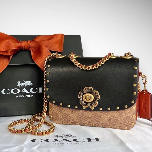 Coach Handbags - New Coach Signature Madison Shoulder Bag 16 Signature Canvas w/ Rivets